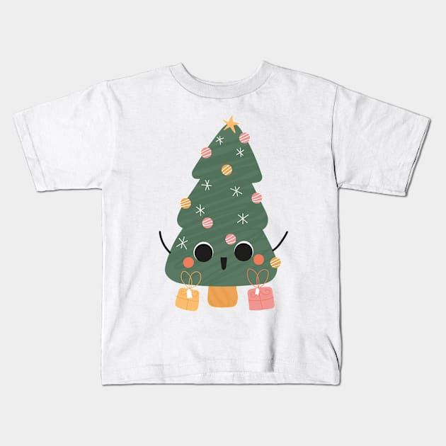 Christmas tree in Very Happy Holiday mood Kids T-Shirt by Foresty Illustrations